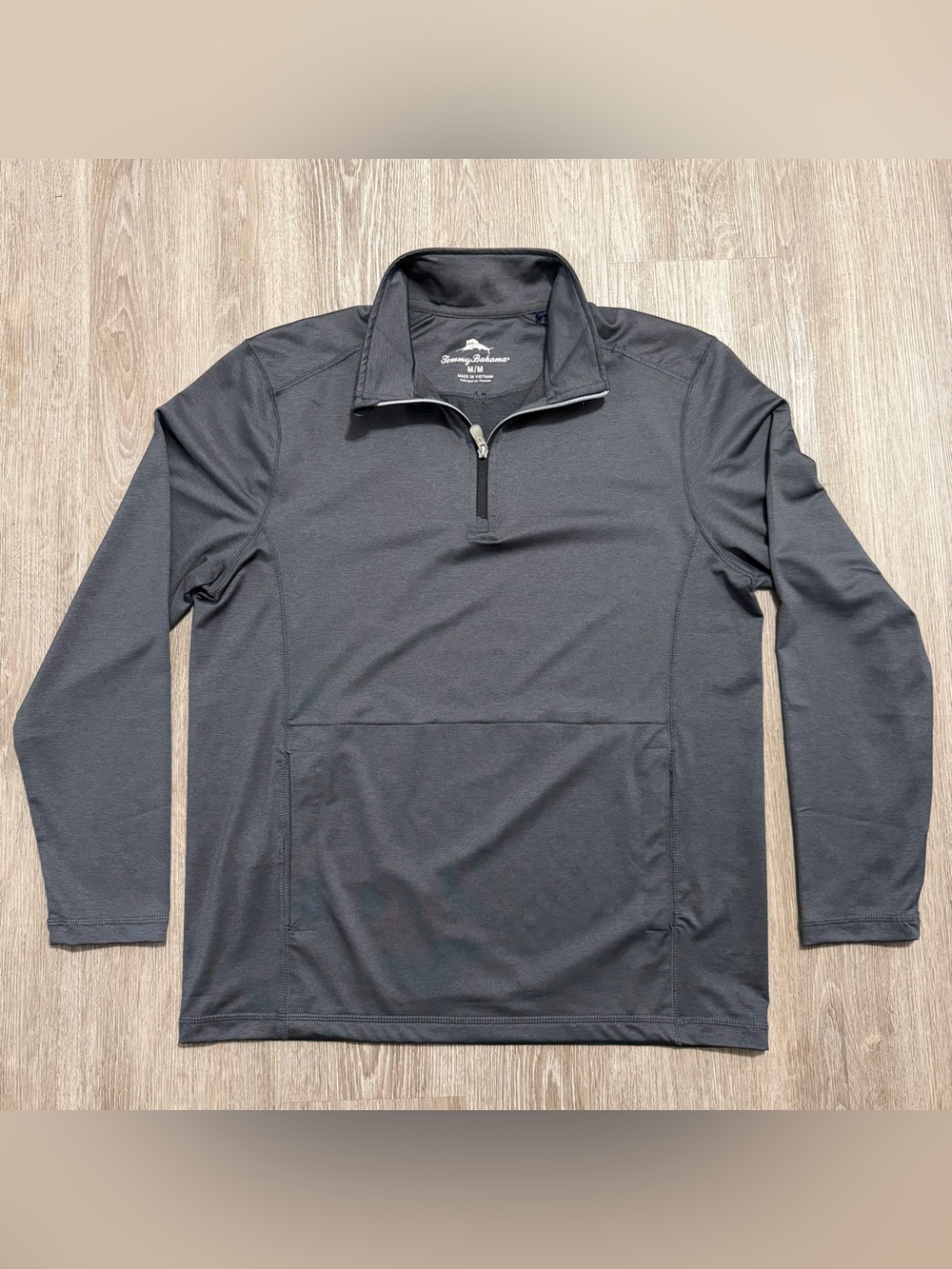 Tommy Bahama Men’s M Gray Quarter Zip Pullover Stretch Performance Golf Shirt
